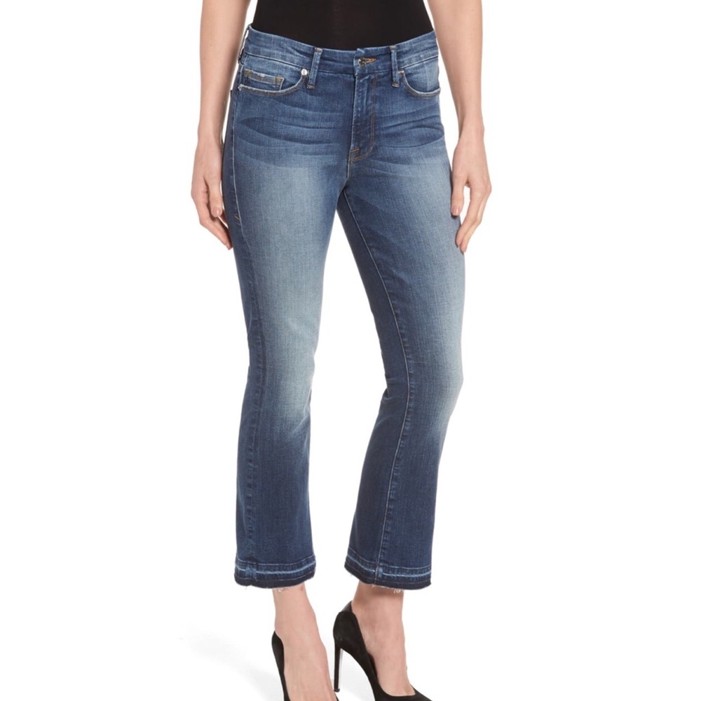 GOOD AMERICAN HIGH WAIST RELEASED HEM CROP BOOTCUT